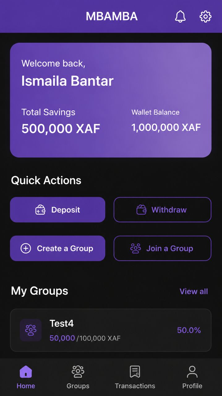 Create a savings pot screen in MBAMBA app
